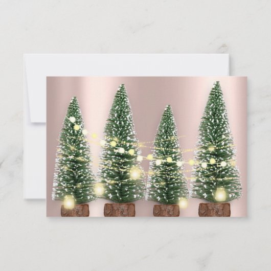 Weihnachtsbaum Party Rose Abendessen Einladung (Rückseite)