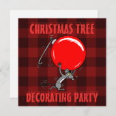 Weihnachtsbaum-Party | Rote Karierte Maus Einladung (Vorne/Hinten)