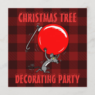 Weihnachtsbaum-Party  Rote Karierte Maus Einladung