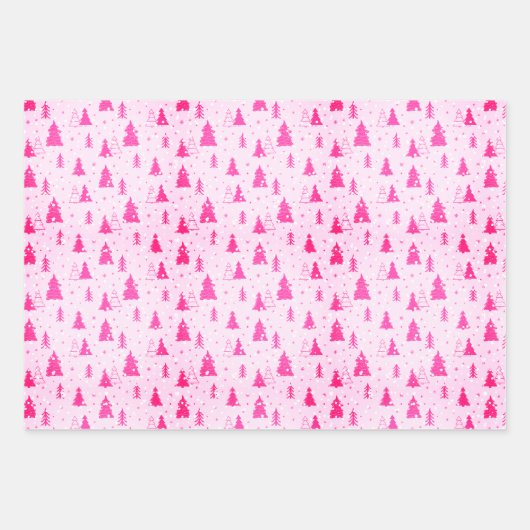 Weihnachtsbaum Pastel Baby Blue Pink Green elegant Geschenkpapier Set (Vorderseite 2)