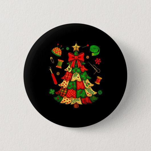 Weihnachtsbaum-Patchwork-Quilten-Quilter-Nähen L Button (Vorderseite)