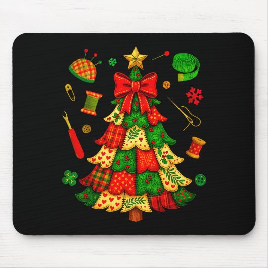 Weihnachtsbaum-Patchwork-Quilten-Quilter-Nähen L Mousepad (Vorne)