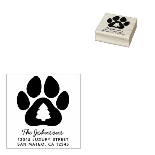 Weihnachtsbaum Paw Print Holiday Address Gummistempel