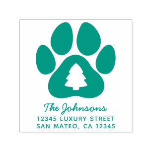 Weihnachtsbaum Paw Print Holiday Address Permastempel