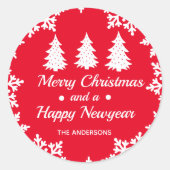 Weihnachtsbaum Personalisiert Frohe Weihnachtsrot Runder Aufkleber (Vorderseite)