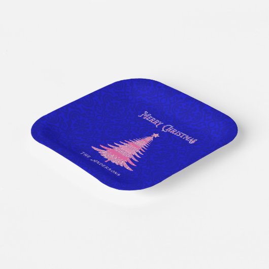 Weihnachtsbaum Personalisierte Schneeflocken Rosa Pappteller (Gewinkelt)