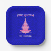 Weihnachtsbaum Personalisierte Schneeflocken Rosa Pappteller (Vorderseite)