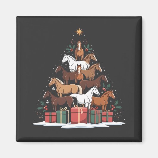 Weihnachtsbaum Pferdeküche Weihnachten Magnet (Vorne)