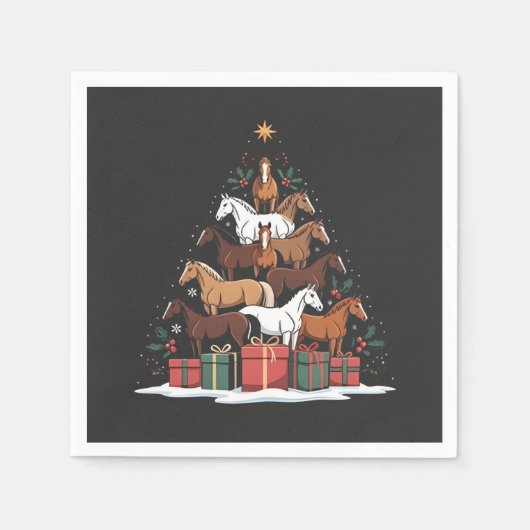Weihnachtsbaum Pferdeküche Weihnachten Serviette (Vorderseite)