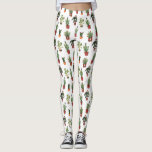 Weihnachtsbaum Pflanze Weihnachtsmuster Leggings<br><div class="desc">Muster mit Illustrationen von getöpften Pflanze wie Aloe,  Kakteen und Palmen mit Weihnachtsdekorationen,  einschließlich Ornamente,  Bögen,  Weihnachtsmannmütze,  Lichter und Sterne.</div>