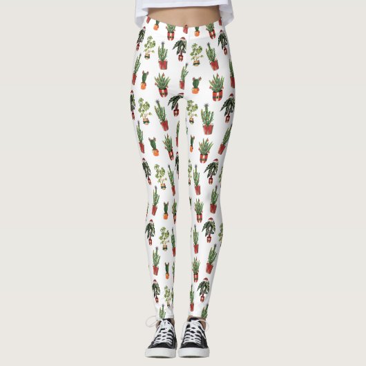 Weihnachtsbaum Pflanze Weihnachtsmuster Leggings (Vorderseite)