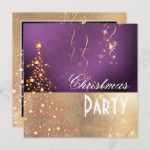 Weihnachtsbaum Pflaume Gold Trim Einladung (Vorne/Hinten)