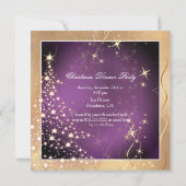 Weihnachtsbaum Pflaume Gold Trim Einladung (Rückseite)