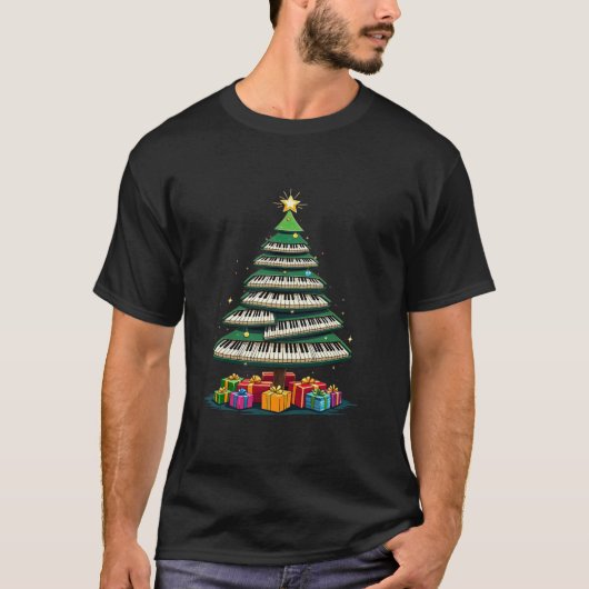 Weihnachtsbaum Piano Keyboard Holiday Music Lover T-Shirt (Vorderseite)