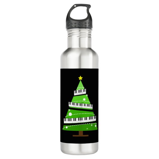 Weihnachtsbaum Piano Teacher Geschenk Edelstahlflasche (Vorderseite)