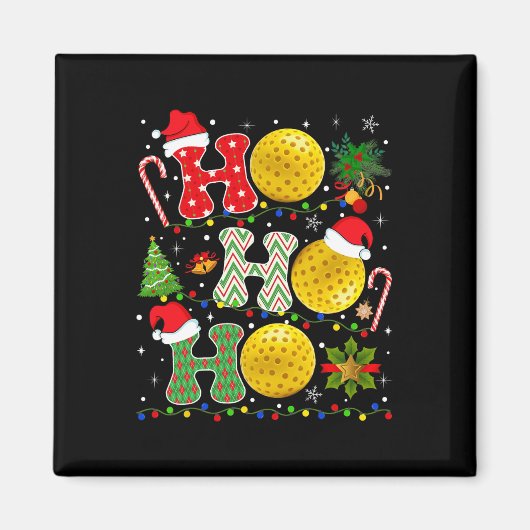 Weihnachtsbaum Pickleball Ho Ho Ho Santa Lights Xm Magnet (Vorne)