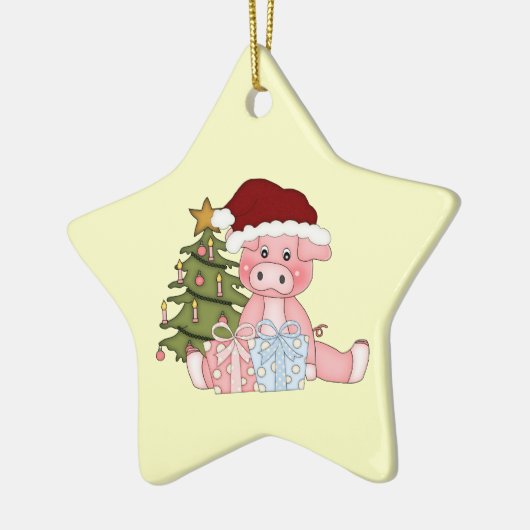 Weihnachtsbaum-Piggy Verzierung Keramikornament (Links)