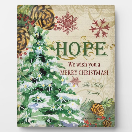 Weihnachtsbaum Pine Cone Hope Snowflake Collage Fotoplatte (Vorderseite)