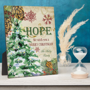 Weihnachtsbaum Pine Cone Hope Snowflake Collage Fotoplatte