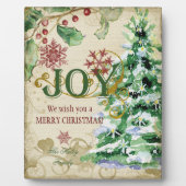 Weihnachtsbaum Pine Cone Joy Snowflake Collage Fotoplatte (Vorderseite)