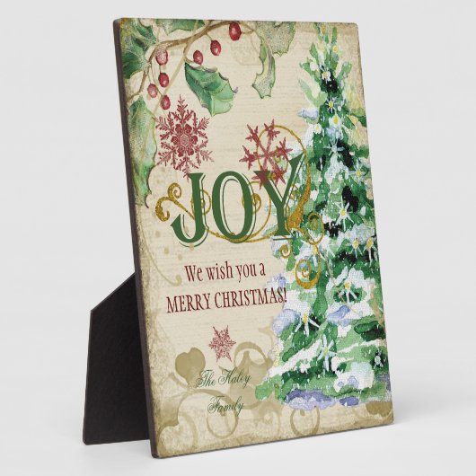 Weihnachtsbaum Pine Cone Joy Snowflake Collage Fotoplatte (Seite)