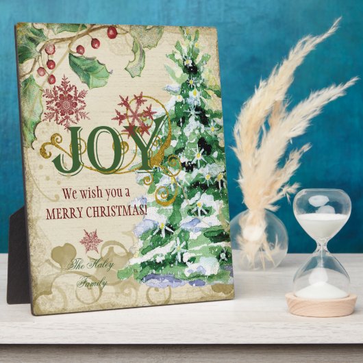 Weihnachtsbaum Pine Cone Joy Snowflake Collage Fotoplatte (Seite)