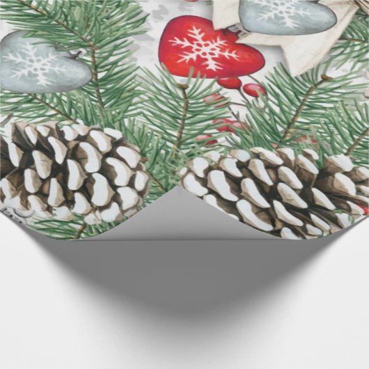 Weihnachtsbaum Pine Cone und Kunstharz Schnee Geschenkpapier (Ecke)