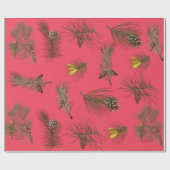 Weihnachtsbaum Pine Cones and Branches Red Geschenkpapier (Flach)