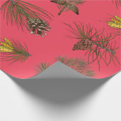 Weihnachtsbaum Pine Cones and Branches Red Geschenkpapier (Ecke)