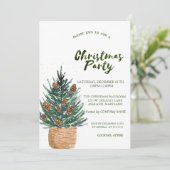 Weihnachtsbaum, Pine Cones Schnee Weihnachtsfest P Einladung (Stehend Vorderseite)