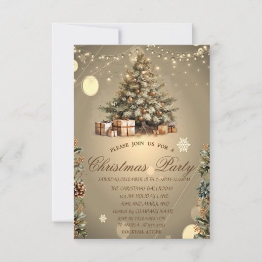 Weihnachtsbaum, Pine cones Stars Weihnachtsunterne Einladung (Vorderseite)