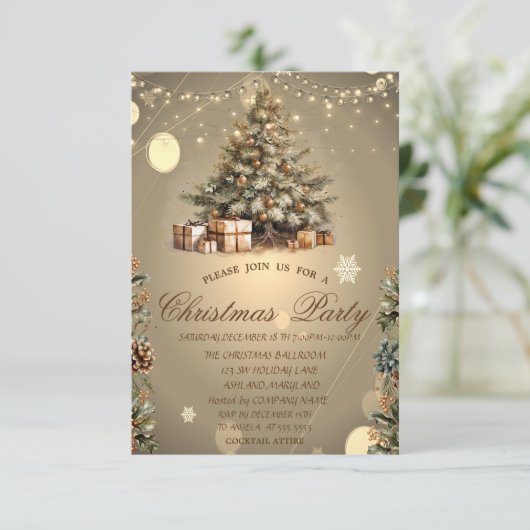 Weihnachtsbaum, Pine cones Stars Weihnachtsunterne Einladung (Stehend Vorderseite)