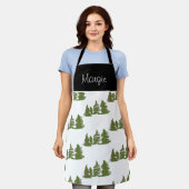 Weihnachtsbaum Pine Doodle Art Schürze (Getragen)