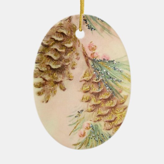 Weihnachtsbaum Pinecones Sparkle Vintag aussehen Keramik Ornament (Vorne)