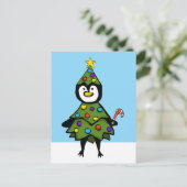 Weihnachtsbaum Pinguin Feiertagspostkarte (Stehend Vorderseite)