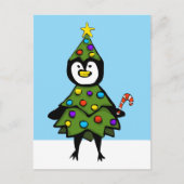 Weihnachtsbaum Pinguin Feiertagspostkarte (Vorderseite)