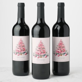 Weihnachtsbaum Pink Baubles Wein Labels Weinetikett