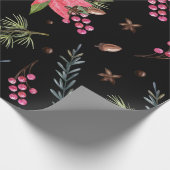 Weihnachtsbaum Pink Berries Muster Wrapping Paper Geschenkpapier (Ecke)