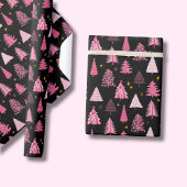 Weihnachtsbaum Pink Black Geschenkpapier