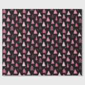 Weihnachtsbaum Pink Black Geschenkpapier (Flach)