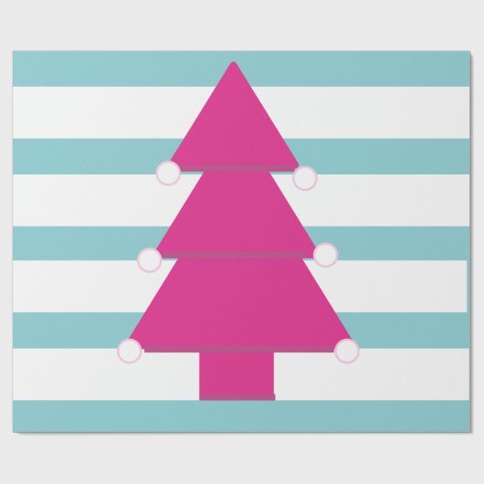 Weihnachtsbaum Pink Blue Red Geschenkpapier (Flach)