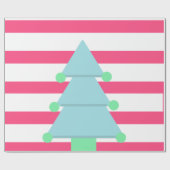Weihnachtsbaum Pink Blue White Geschenkpapier (Flach)