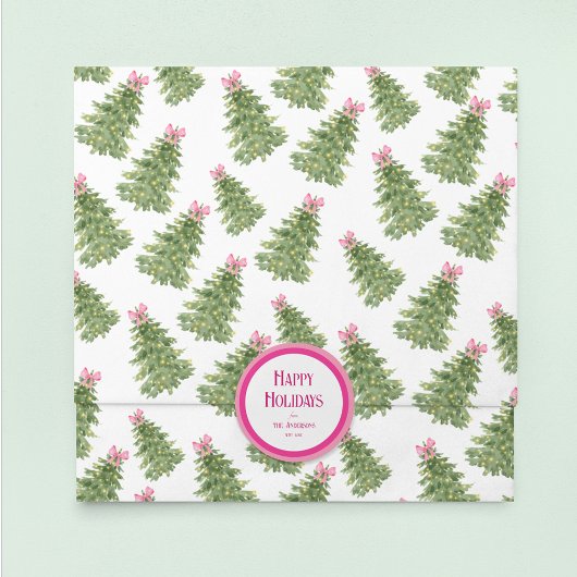 Weihnachtsbaum & Pink Bow Holiday Tissue Seidenpapier