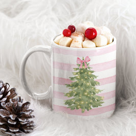 Weihnachtsbaum, Pink Bow & Stripes Tasse