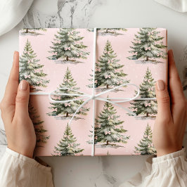 Weihnachtsbaum Pink Bow Wrapping Paper Geschenkpapier