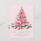 Weihnachtsbaum Pink Feierabend Einladung (Vorne/Hinten)