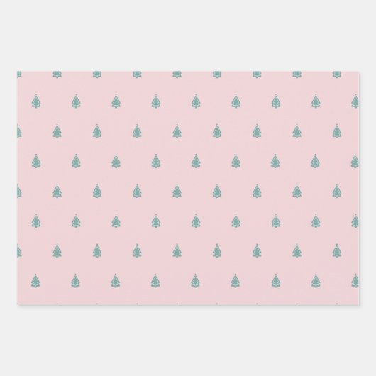 Weihnachtsbaum Pink Geschenkpapier Set (Vorderseite)