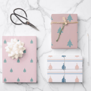 Weihnachtsbaum Pink Geschenkpapier Set