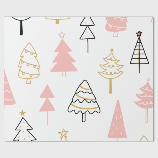 Weihnachtsbaum Pink Gold Geschenkpapier (Flach)