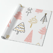 Weihnachtsbaum Pink Gold Geschenkpapier (Ungerollt)